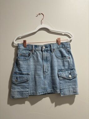 Aritzia Denim Forum Light Blue Denim Cargo Mini Skirt